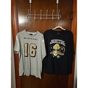 Lot of 2 Medium Large MiZZOU University of Missouri Tigers Tshirts LS SS Gray BL